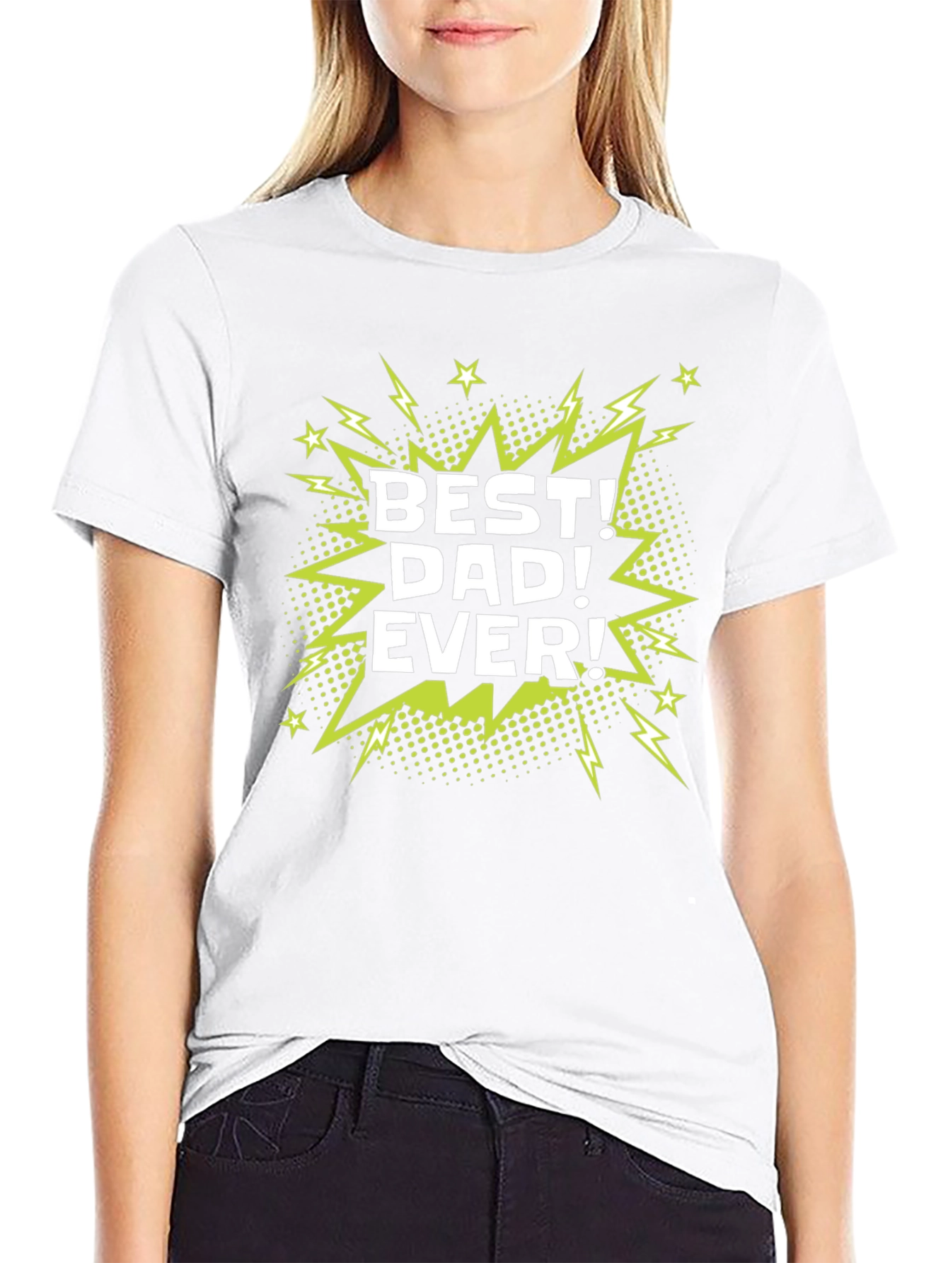 Best Dad Ever Graphic Print Black T-Shirt