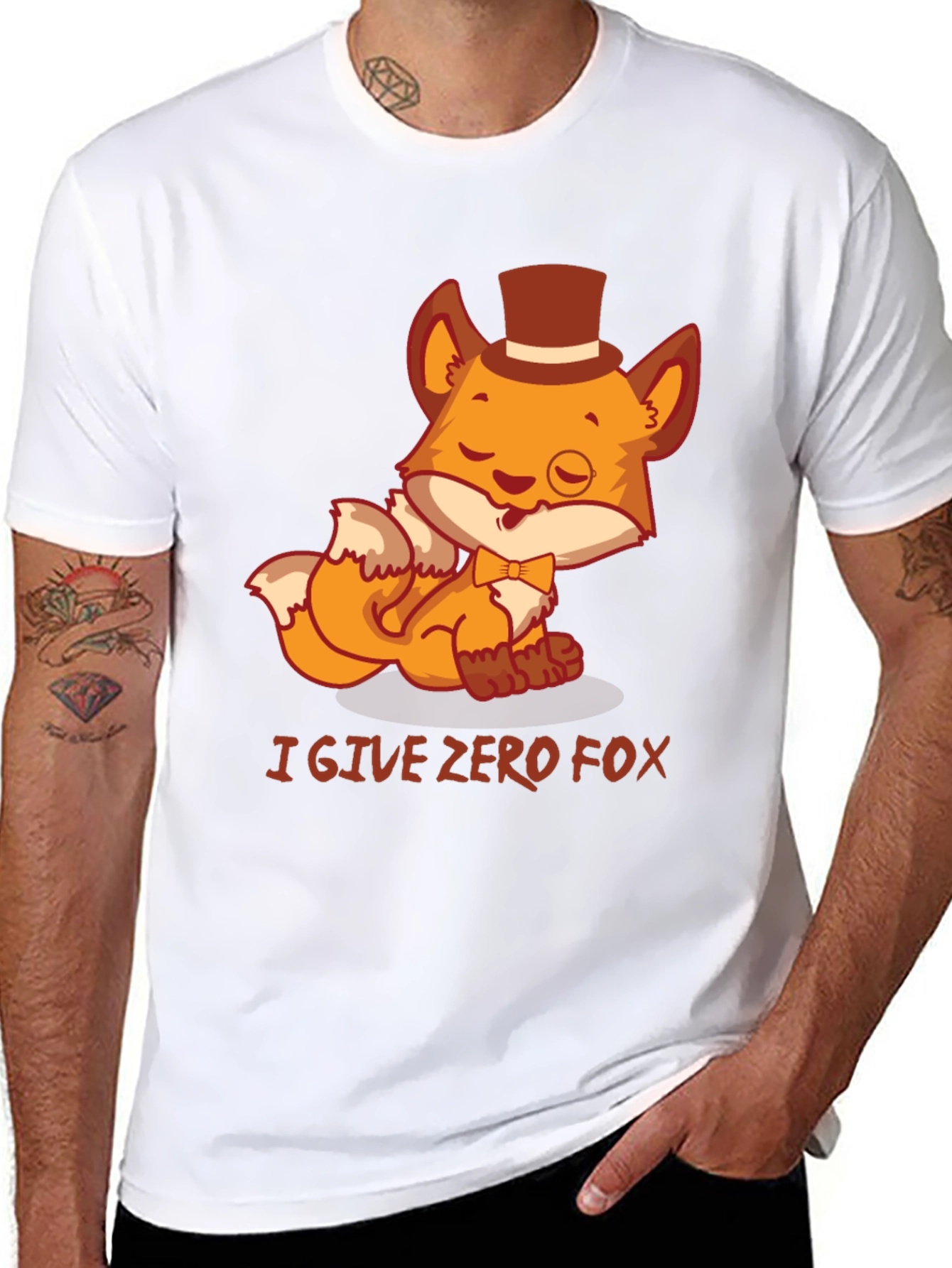 I Give Zero Fox Mens Black Graphic T-Shirt