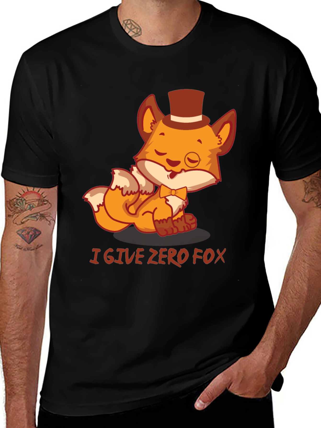 I Give Zero Fox Mens Black Graphic T-Shirt