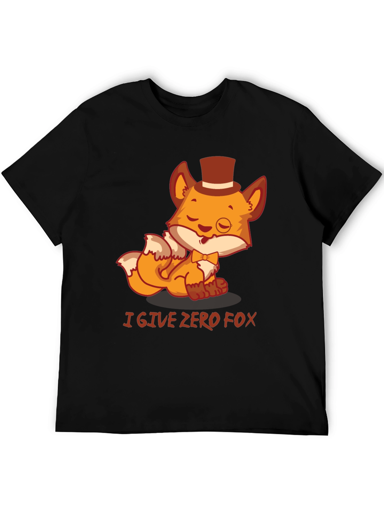 I Give Zero Fox Mens Black Graphic T-Shirt