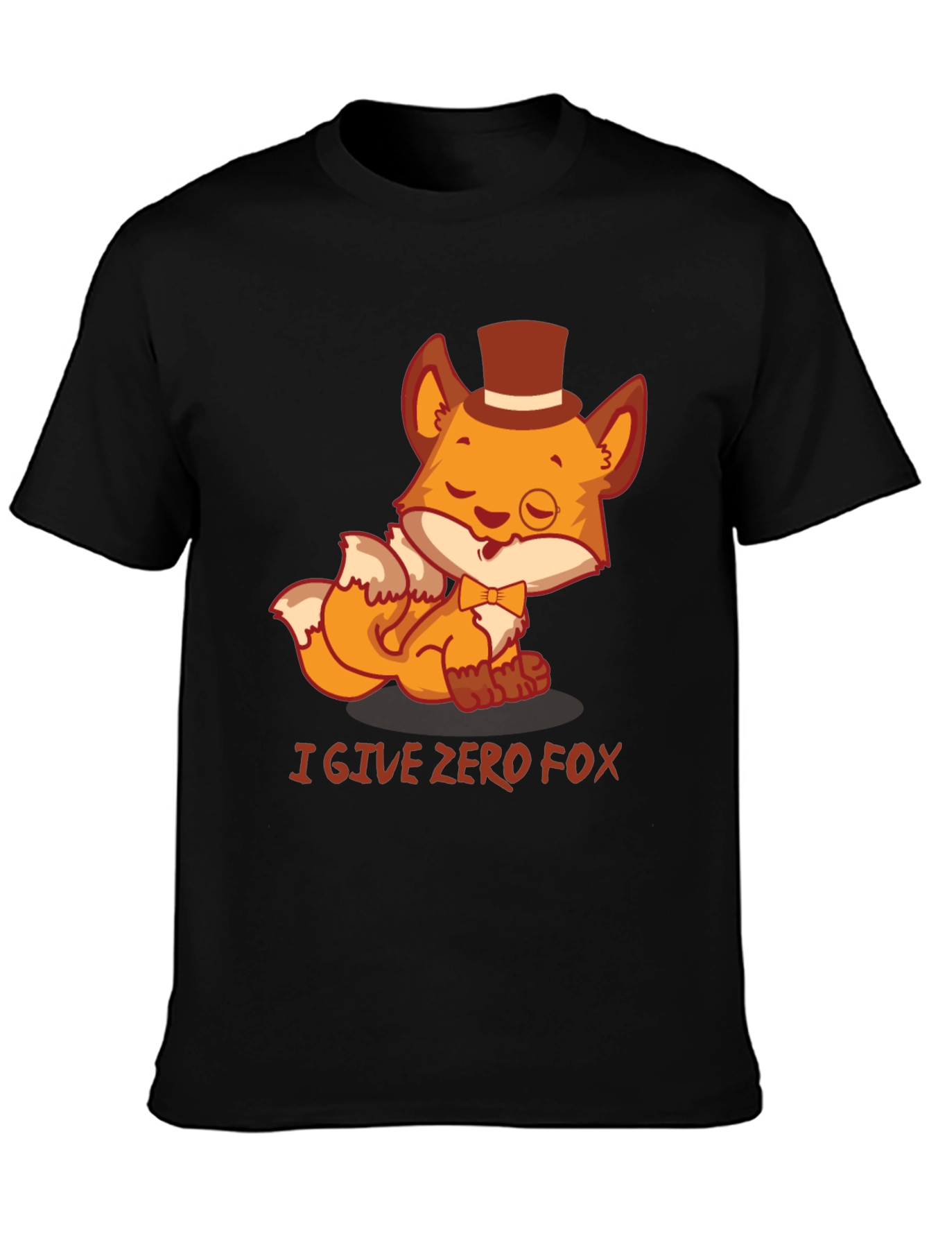 I Give Zero Fox Mens Black Graphic T-Shirt