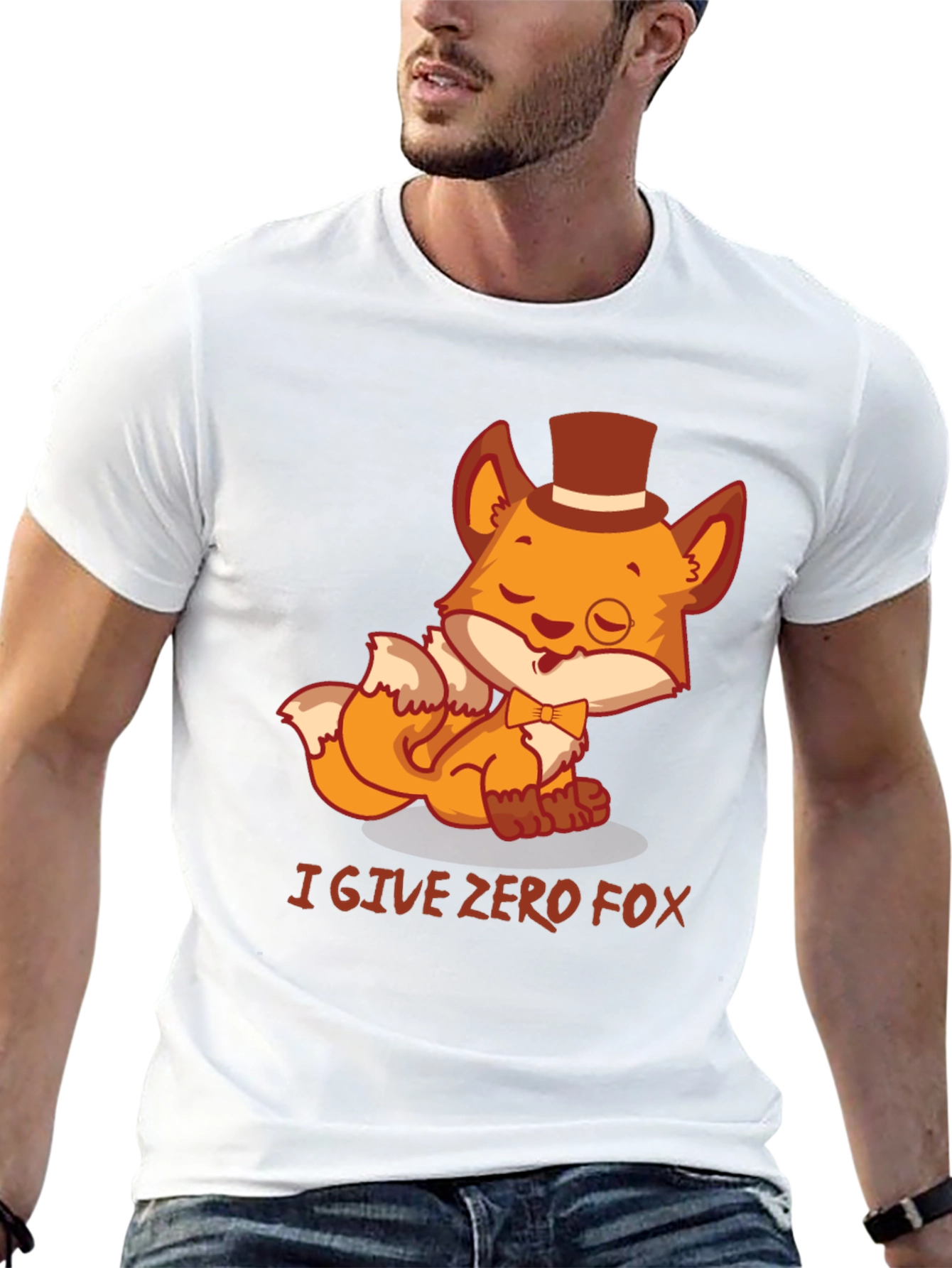 I Give Zero Fox Mens Black Graphic T-Shirt