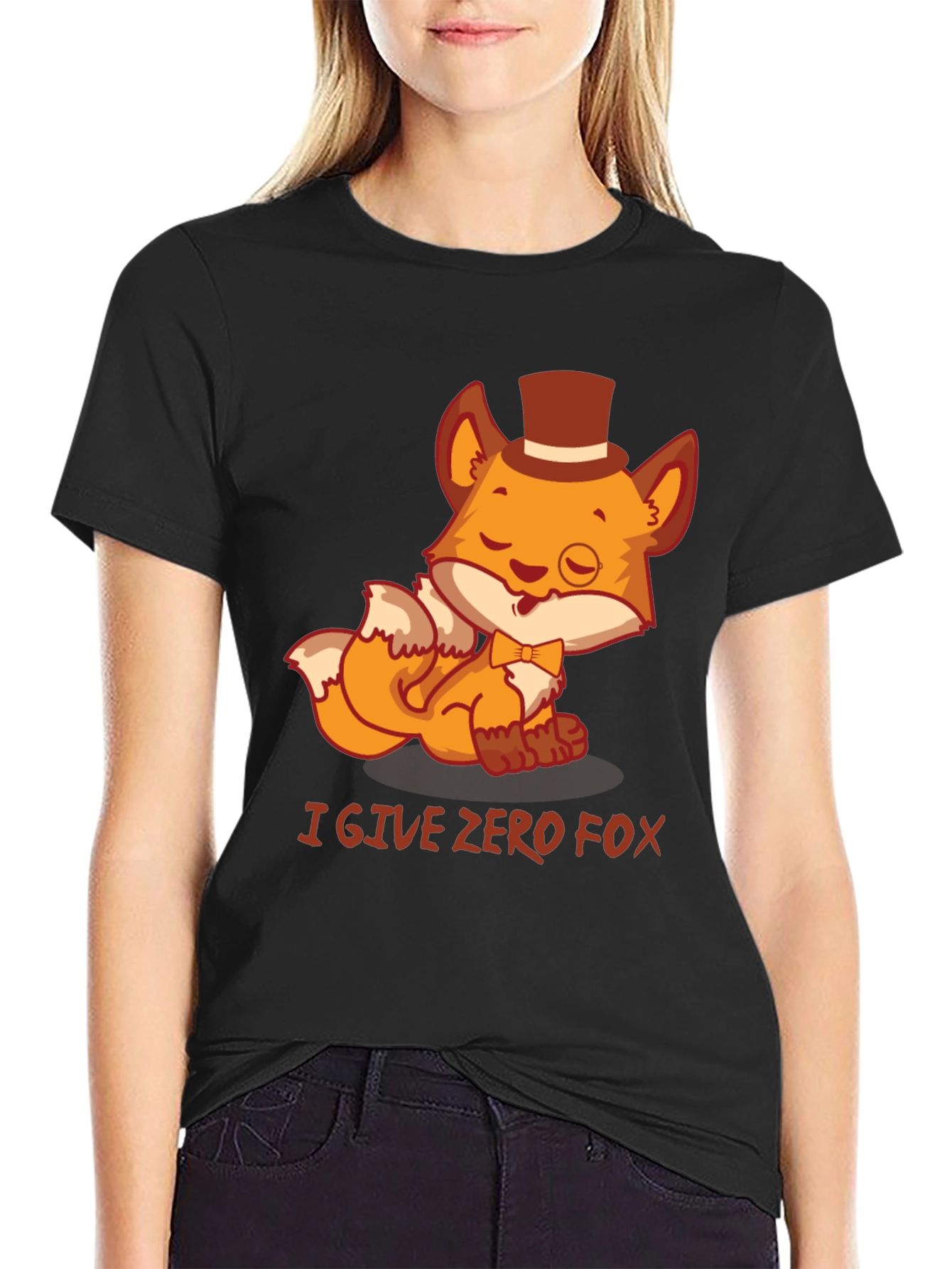 I Give Zero Fox Mens Black Graphic T-Shirt