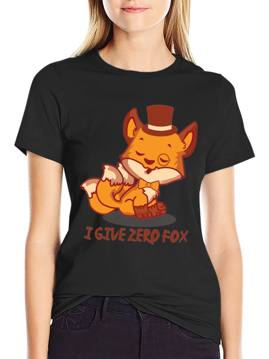 I Give Zero Fox Mens Black Graphic T-Shirt