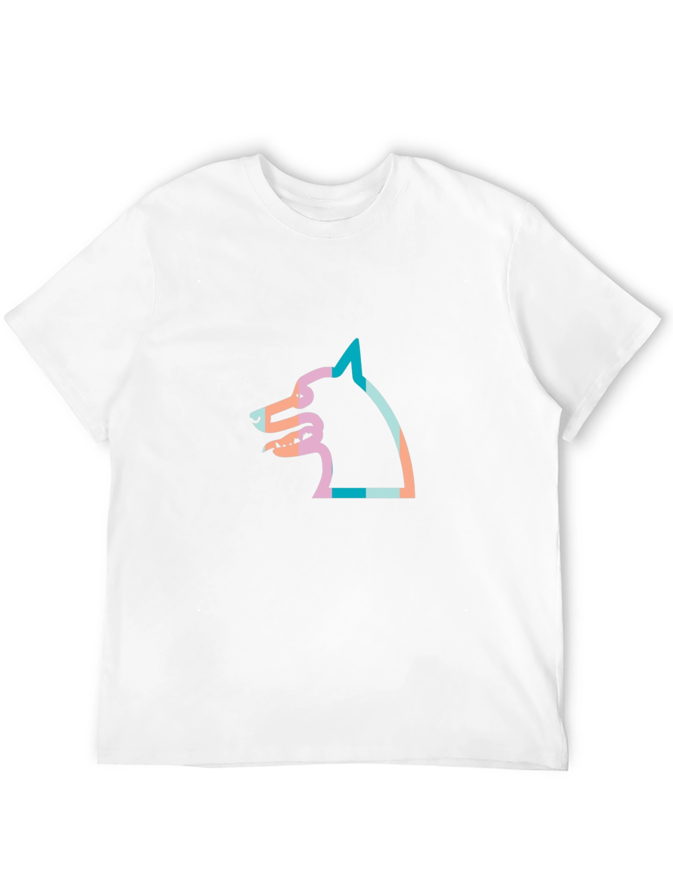 Modern Graphic Tee - Striped Dog Silhouette