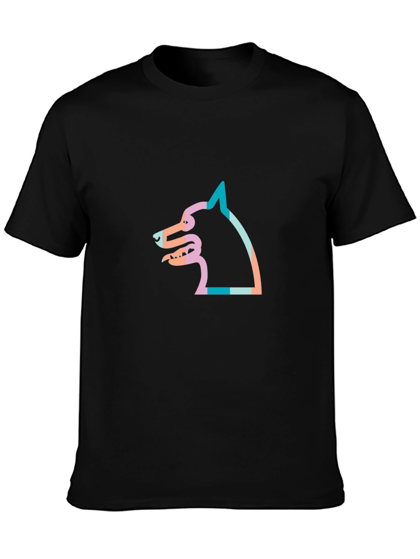 Modern Graphic Tee - Striped Dog Silhouette