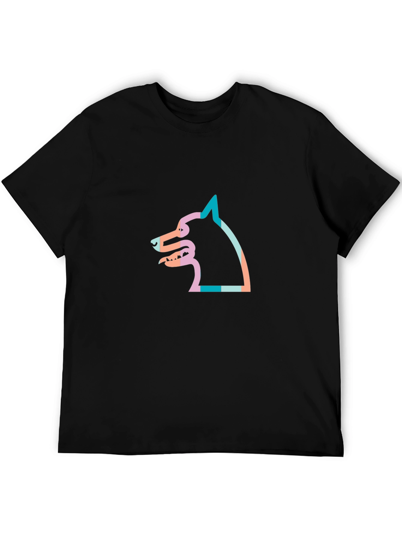 Modern Graphic Tee - Striped Dog Silhouette