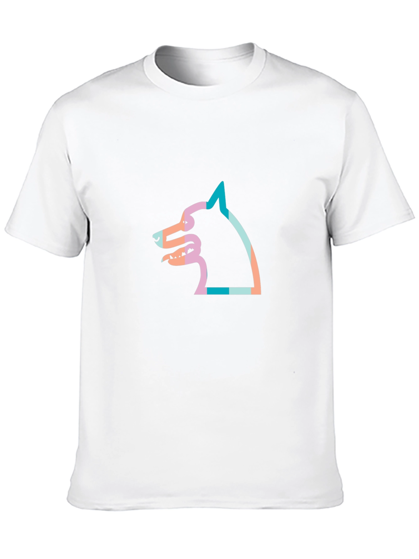 Modern Graphic Tee - Striped Dog Silhouette