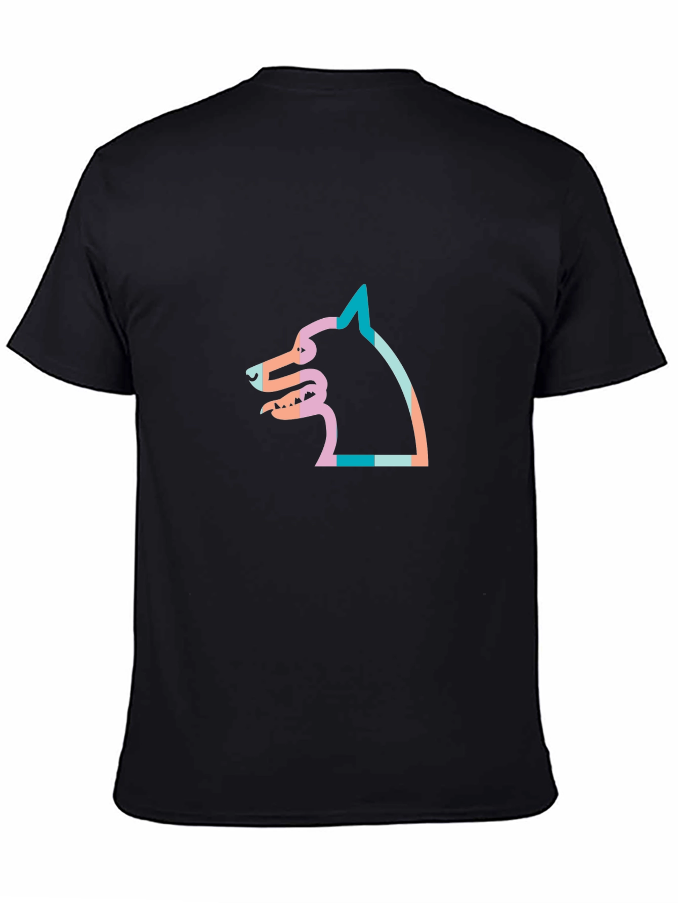 Modern Graphic Tee - Striped Dog Silhouette