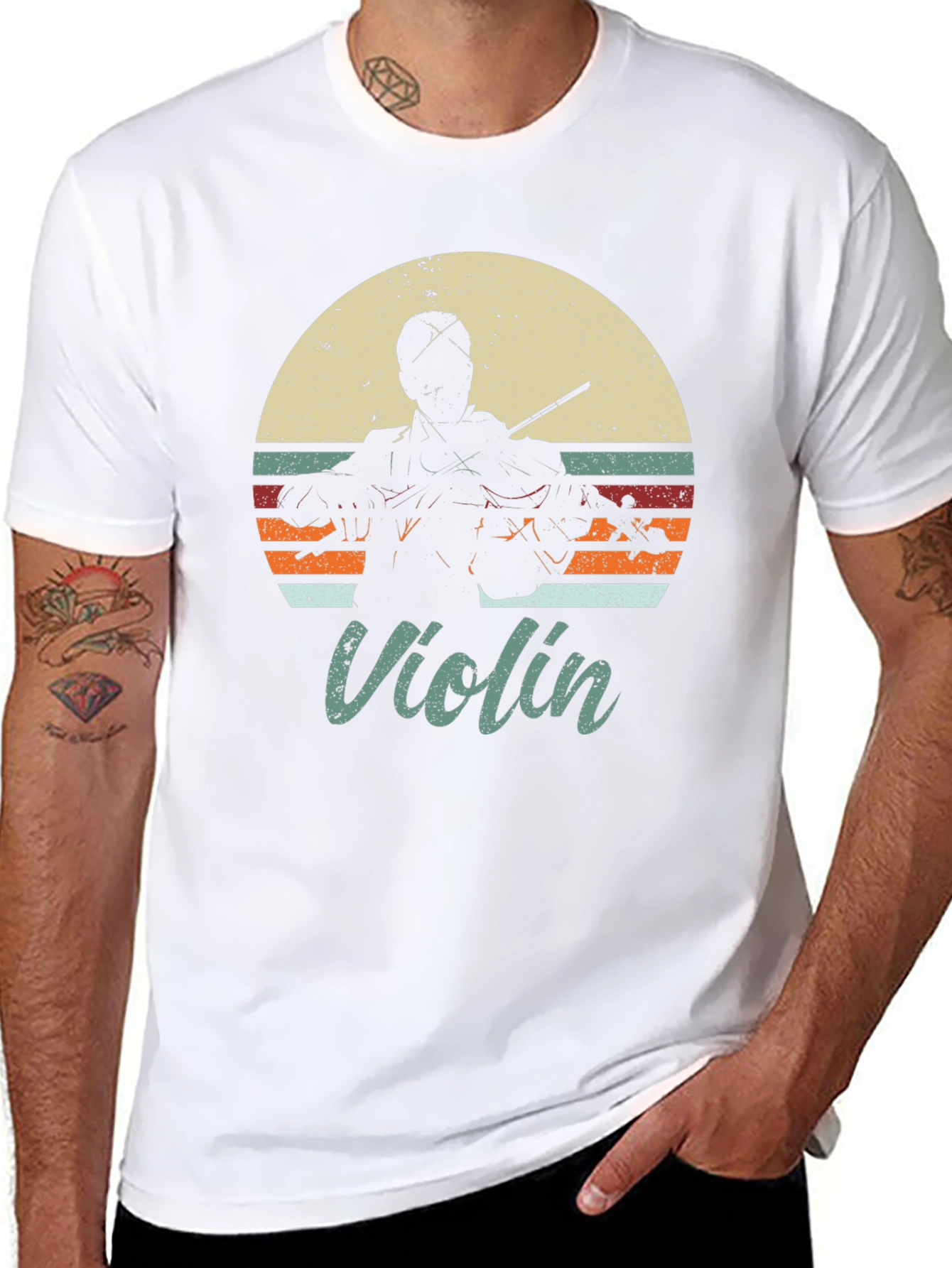 Retro Violin Player T-Shirt - Music Lover Tee