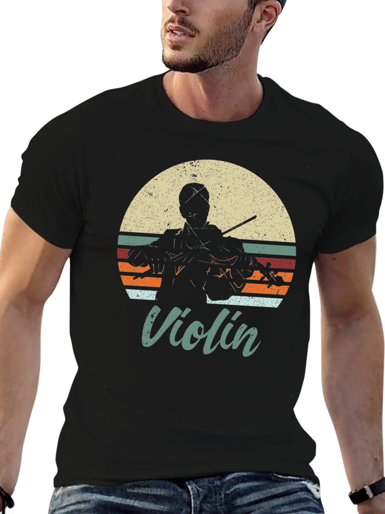 Retro Violin Player T-Shirt - Music Lover Tee