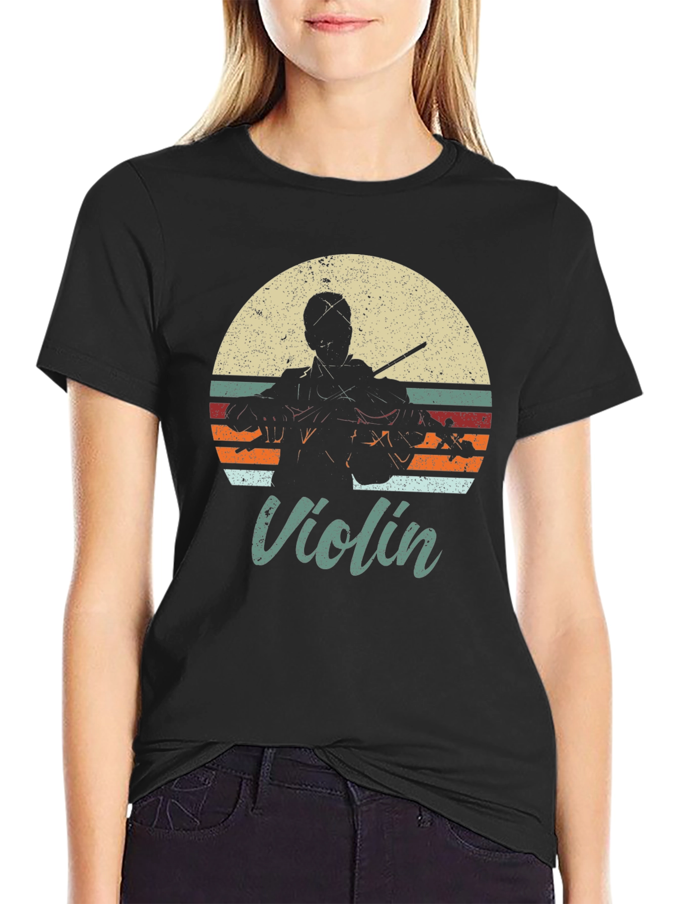 Retro Violin Player T-Shirt - Music Lover Tee