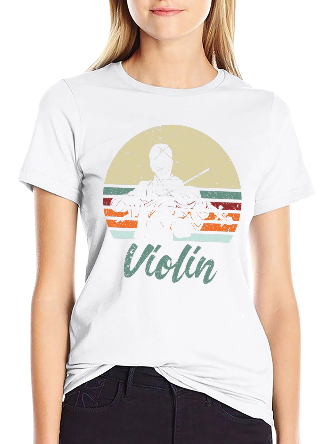 Retro Violin Player T-Shirt - Music Lover Tee