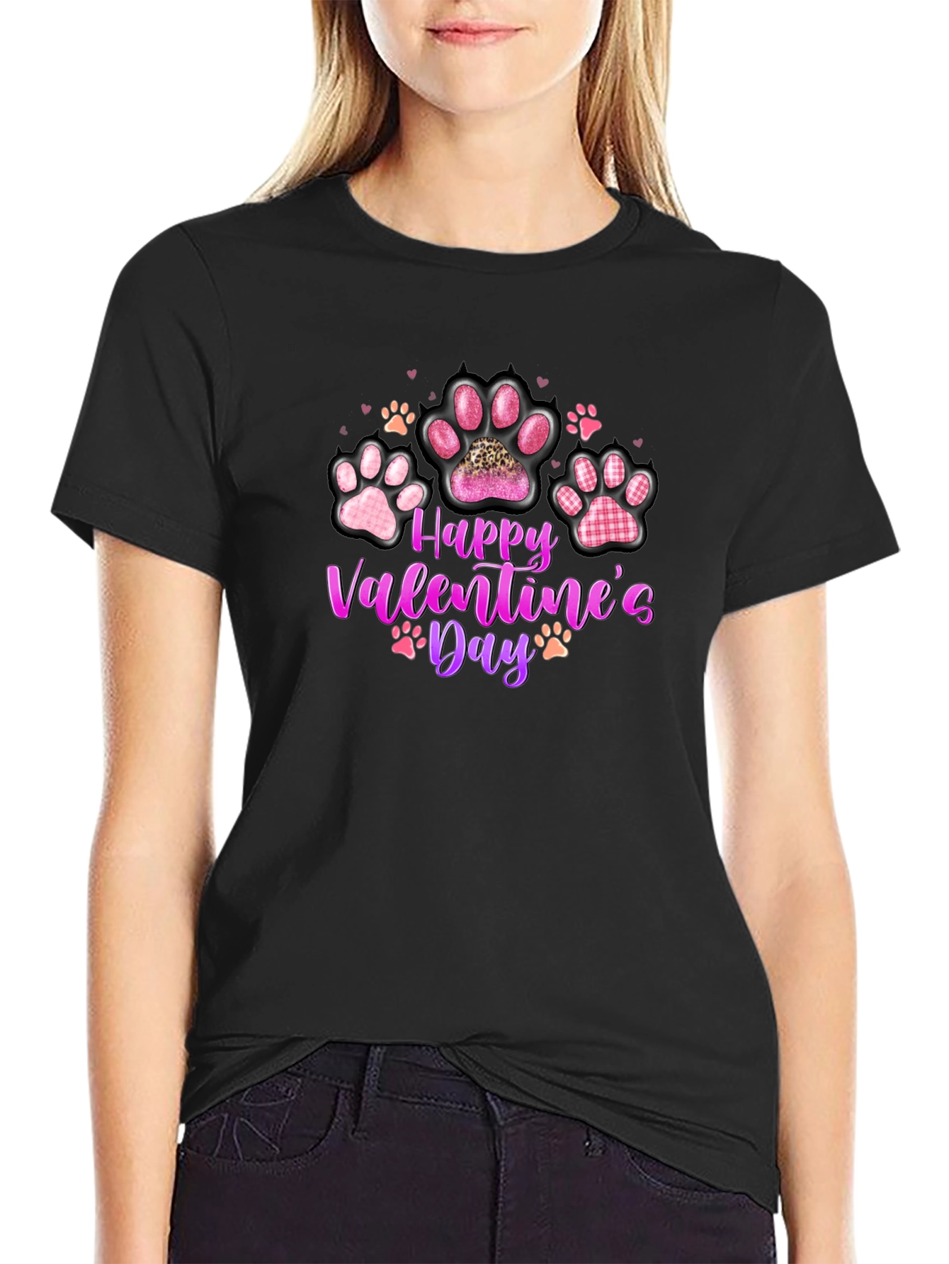 Happy Valentines Day Paw Print T-Shirt