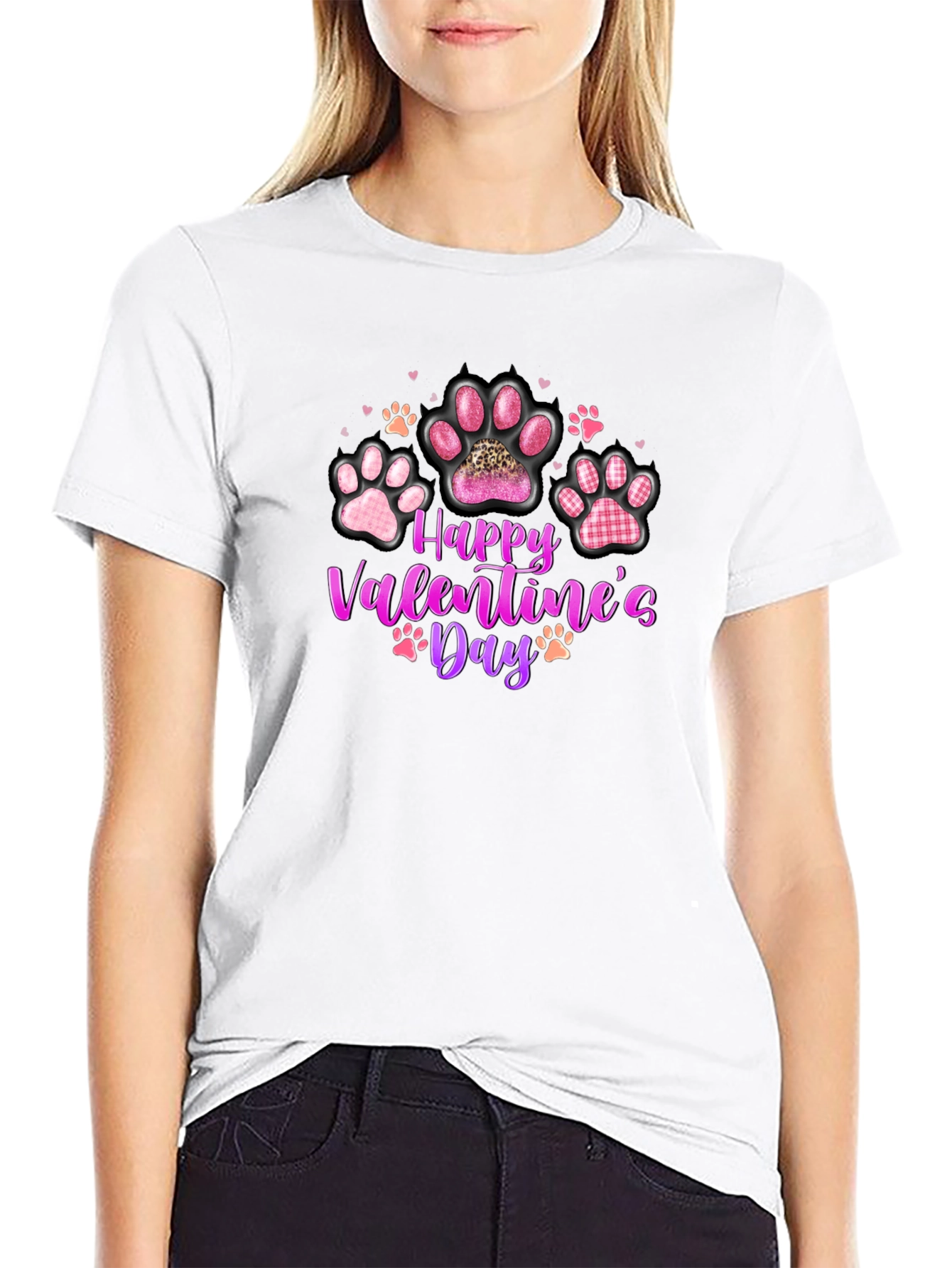 Happy Valentines Day Paw Print T-Shirt