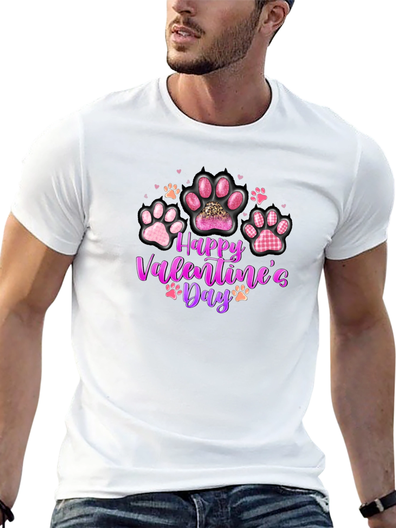 Happy Valentines Day Paw Print T-Shirt