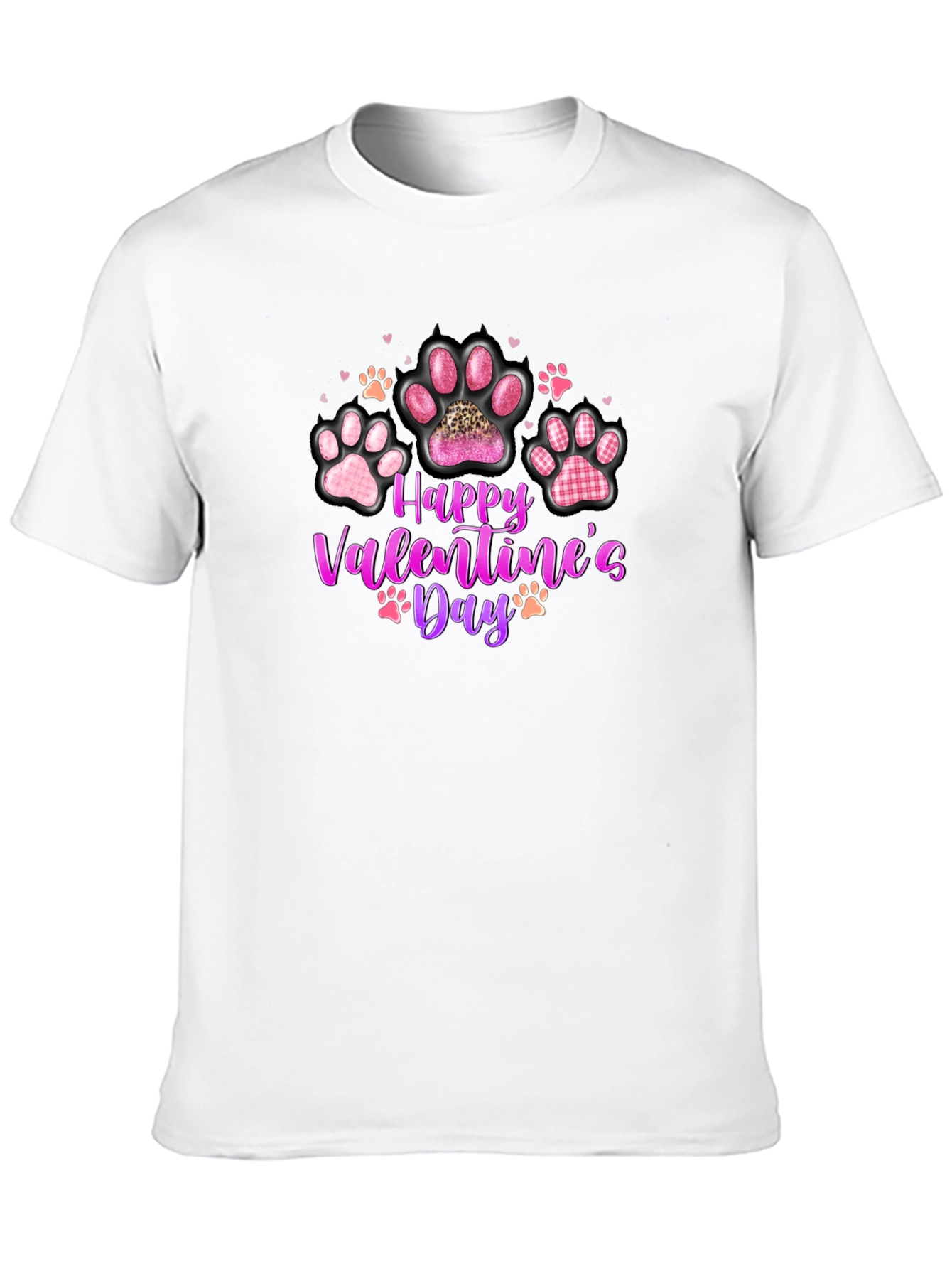 Happy Valentines Day Paw Print T-Shirt