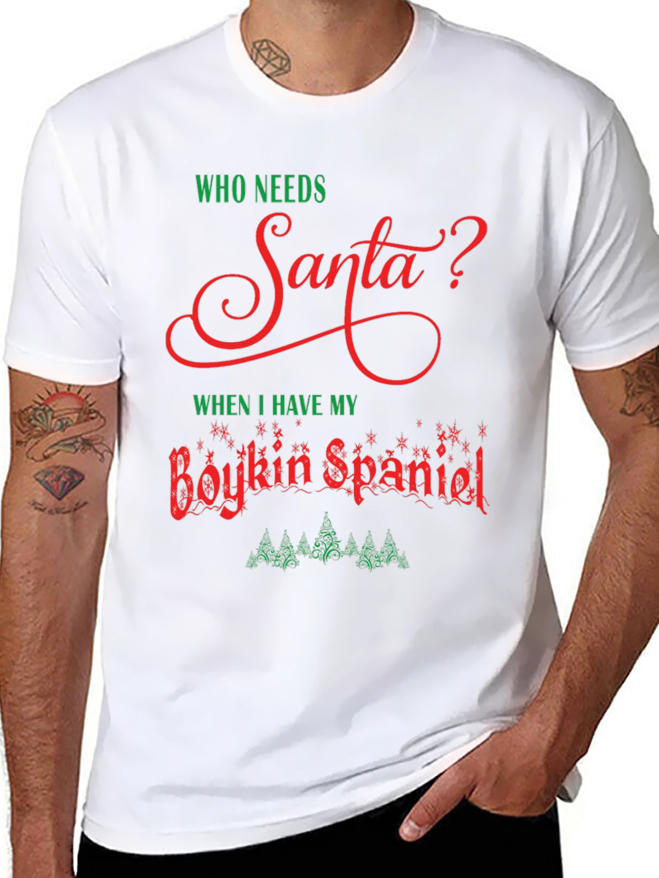 Who Needs Santa Boykin Spaniel Christmas T-Shirt