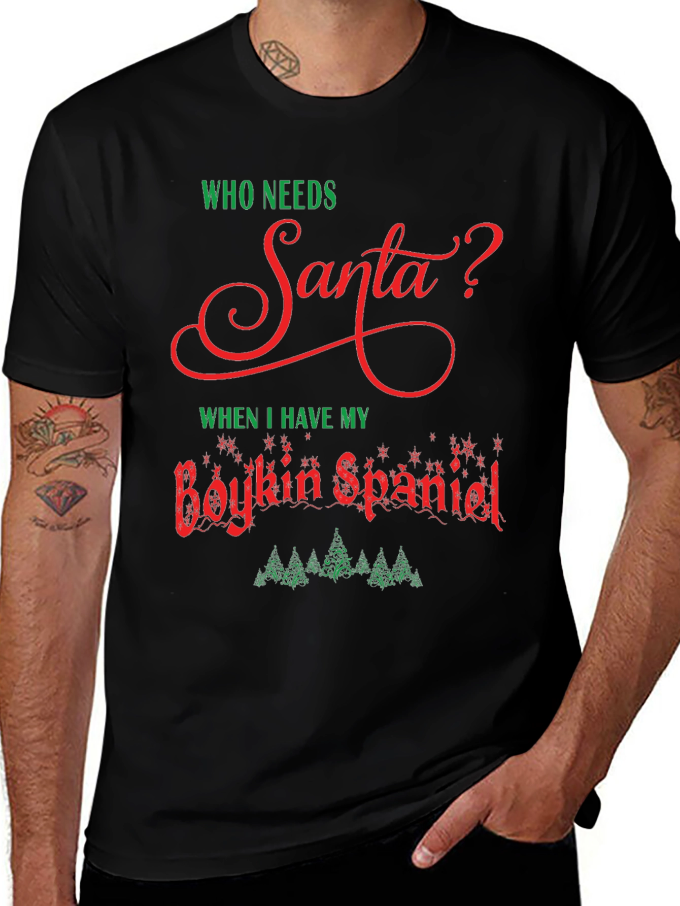 Who Needs Santa Boykin Spaniel Christmas T-Shirt