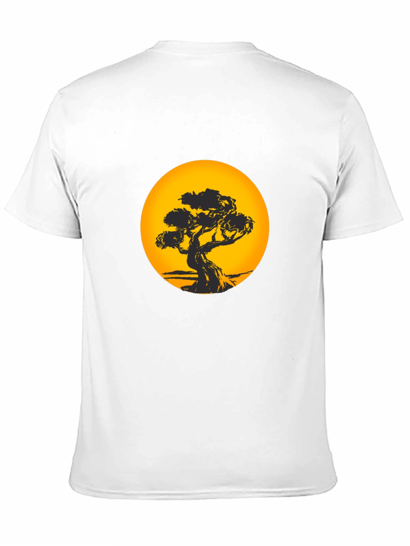 Bonsai Tree Sunset Black T-Shirt