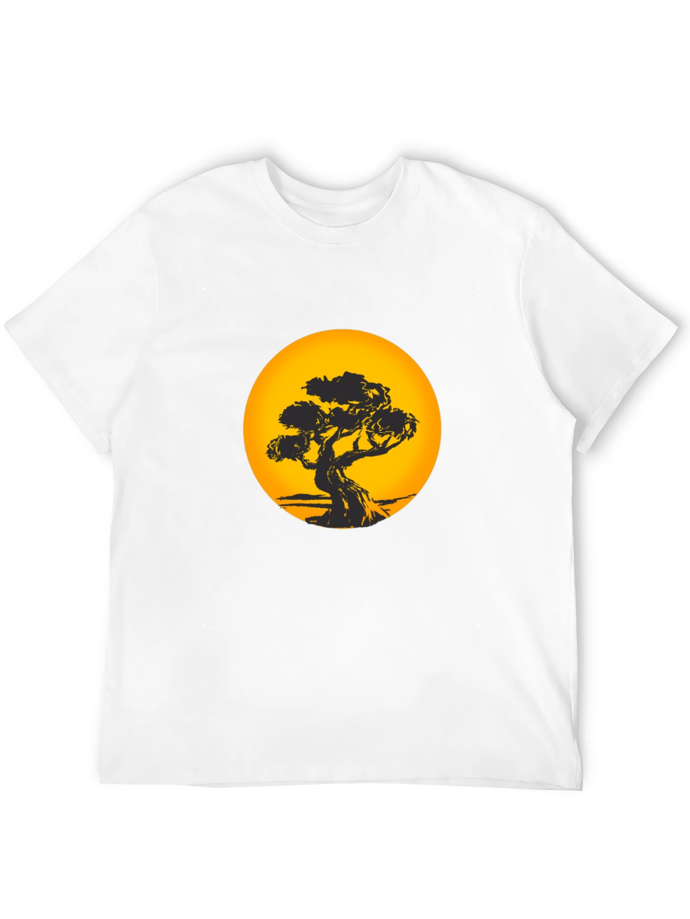 Bonsai Tree Sunset Black T-Shirt