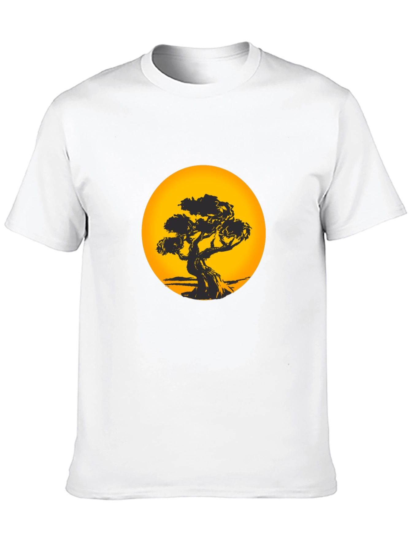 Bonsai Tree Sunset Black T-Shirt