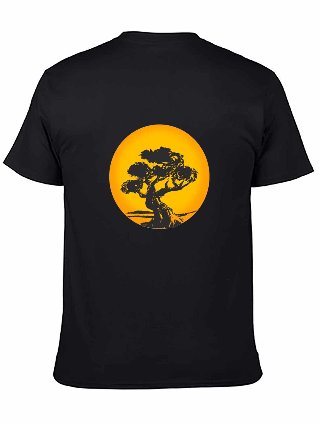 Bonsai Tree Sunset Black T-Shirt