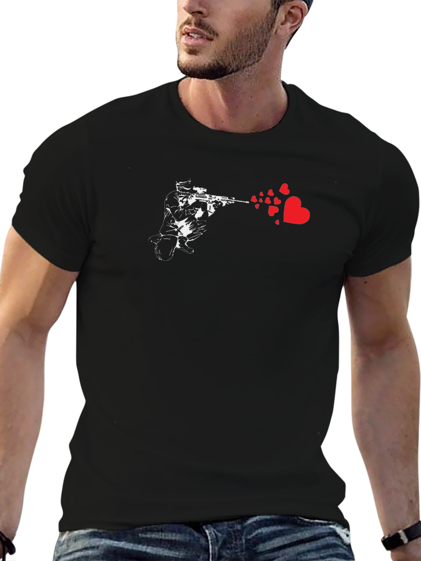 Love Sniper Black T-Shirt - Unique Graphic Tee