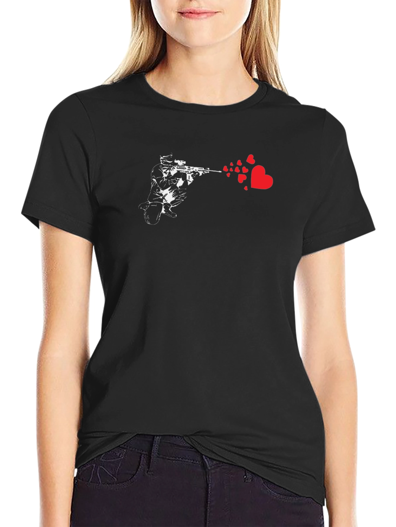 Love Sniper Black T-Shirt - Unique Graphic Tee