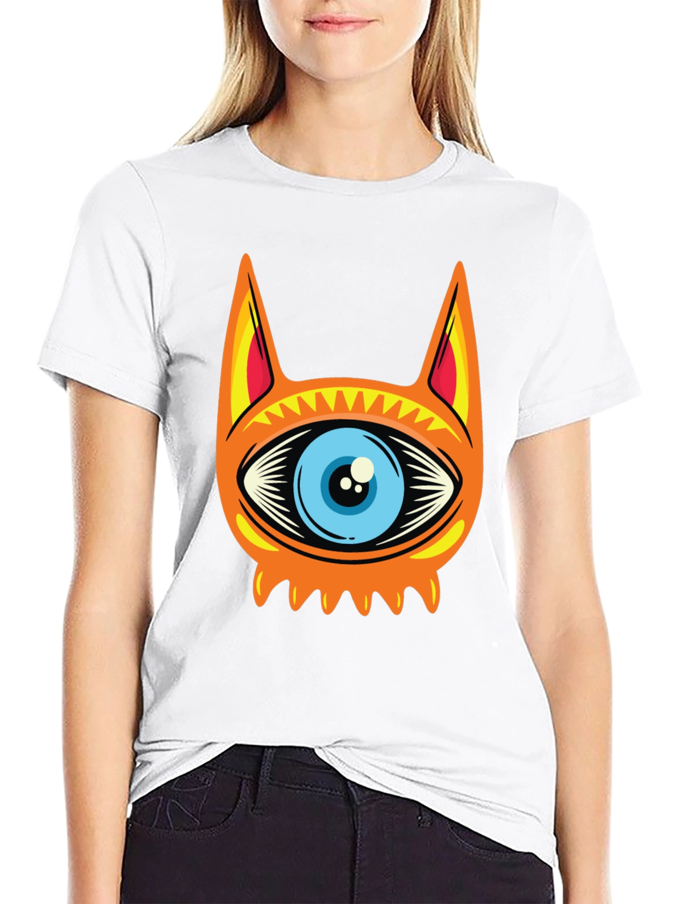 Eye Cat Graphic Black T-Shirt