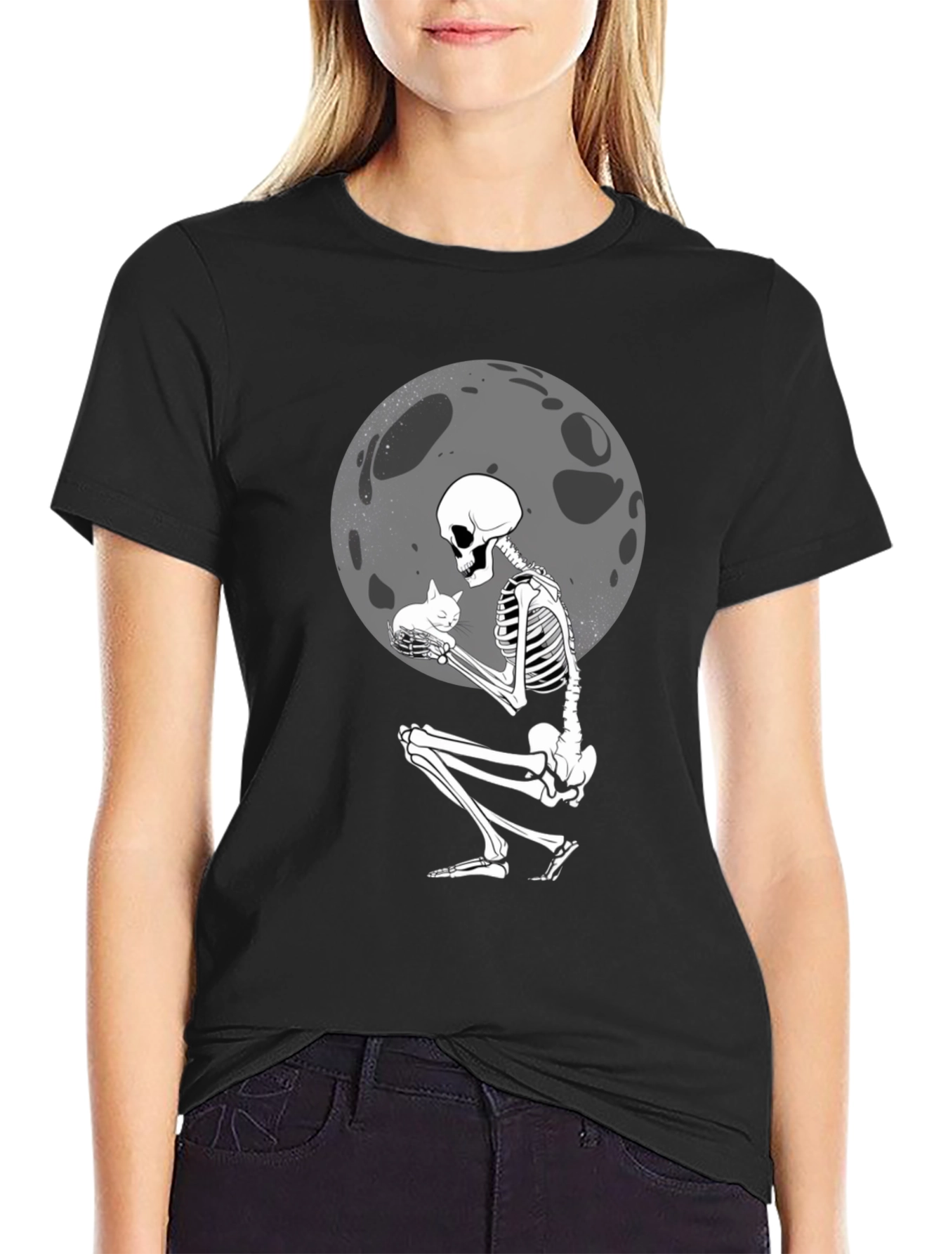 Skeleton Cat Lover Graphic T-Shirt - Unisex Tee