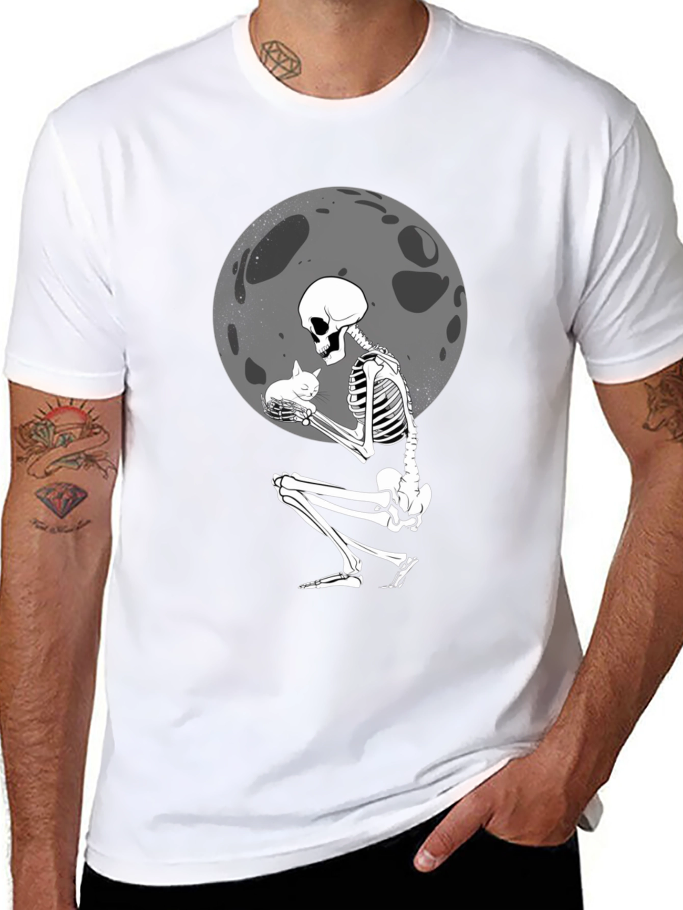 Skeleton Cat Lover Graphic T-Shirt - Unisex Tee