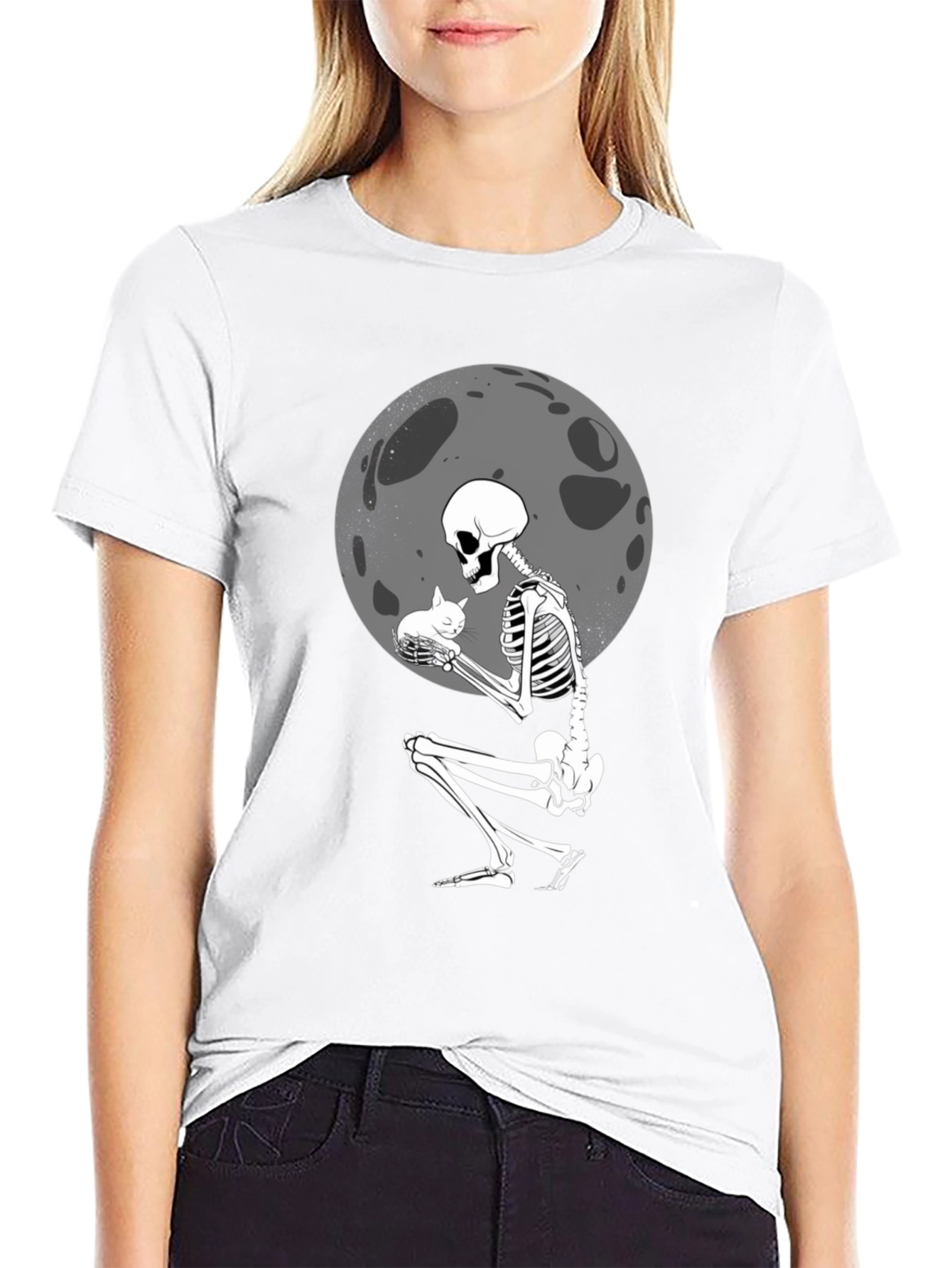 Skeleton Cat Lover Graphic T-Shirt - Unisex Tee