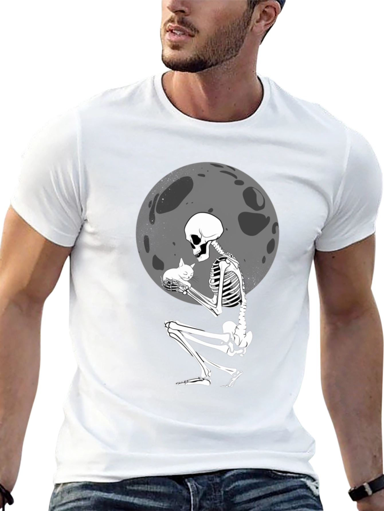 Skeleton Cat Lover Graphic T-Shirt - Unisex Tee
