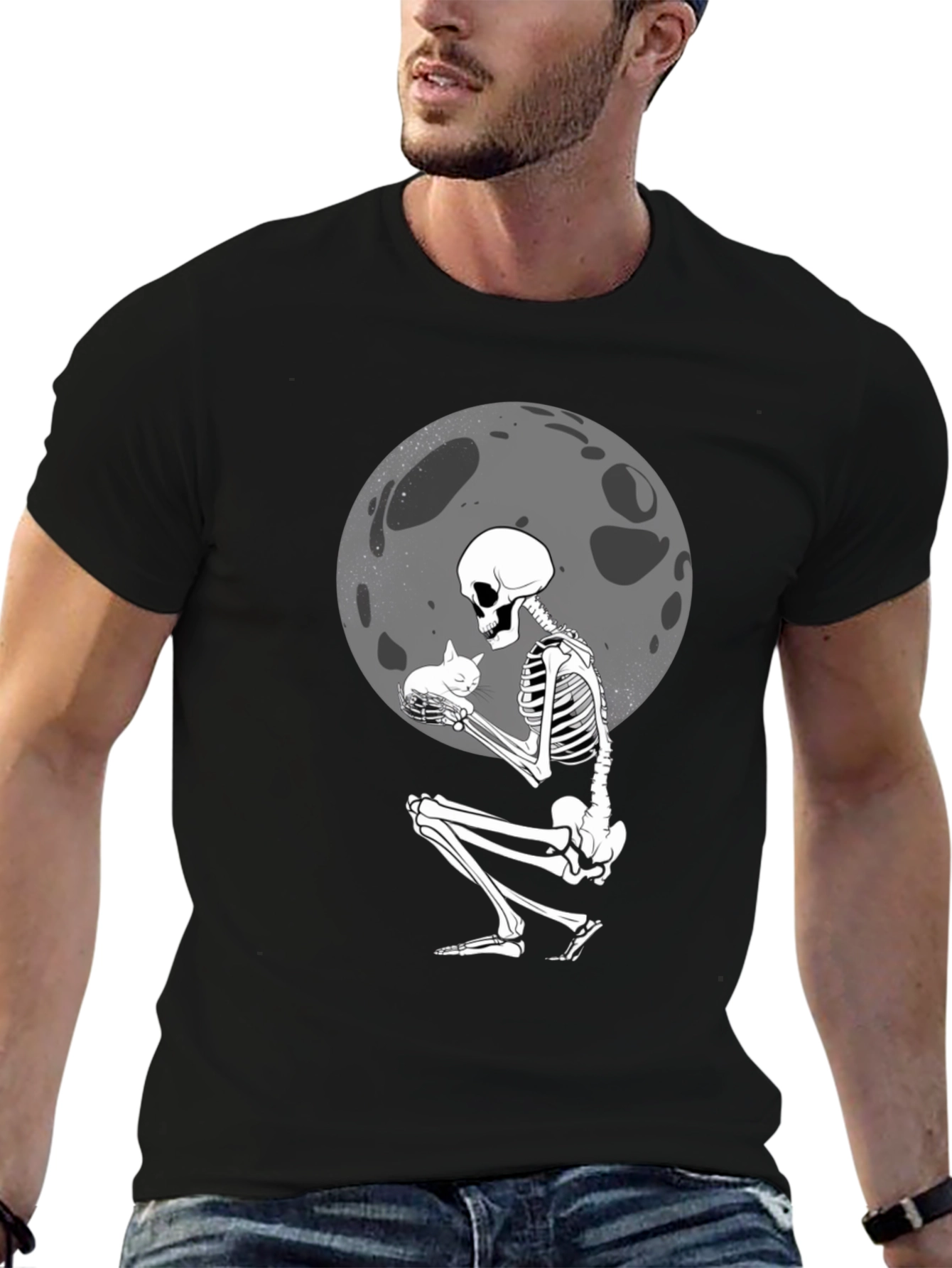 Skeleton Cat Lover Graphic T-Shirt - Unisex Tee