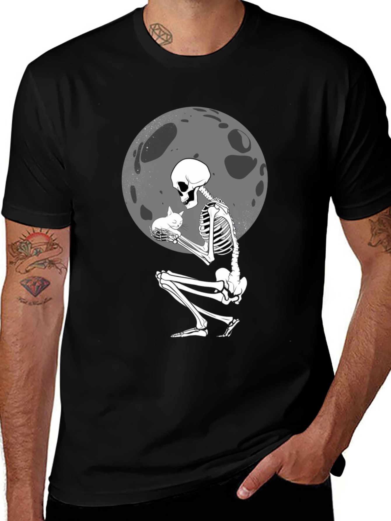 Skeleton Cat Lover Graphic T-Shirt - Unisex Tee