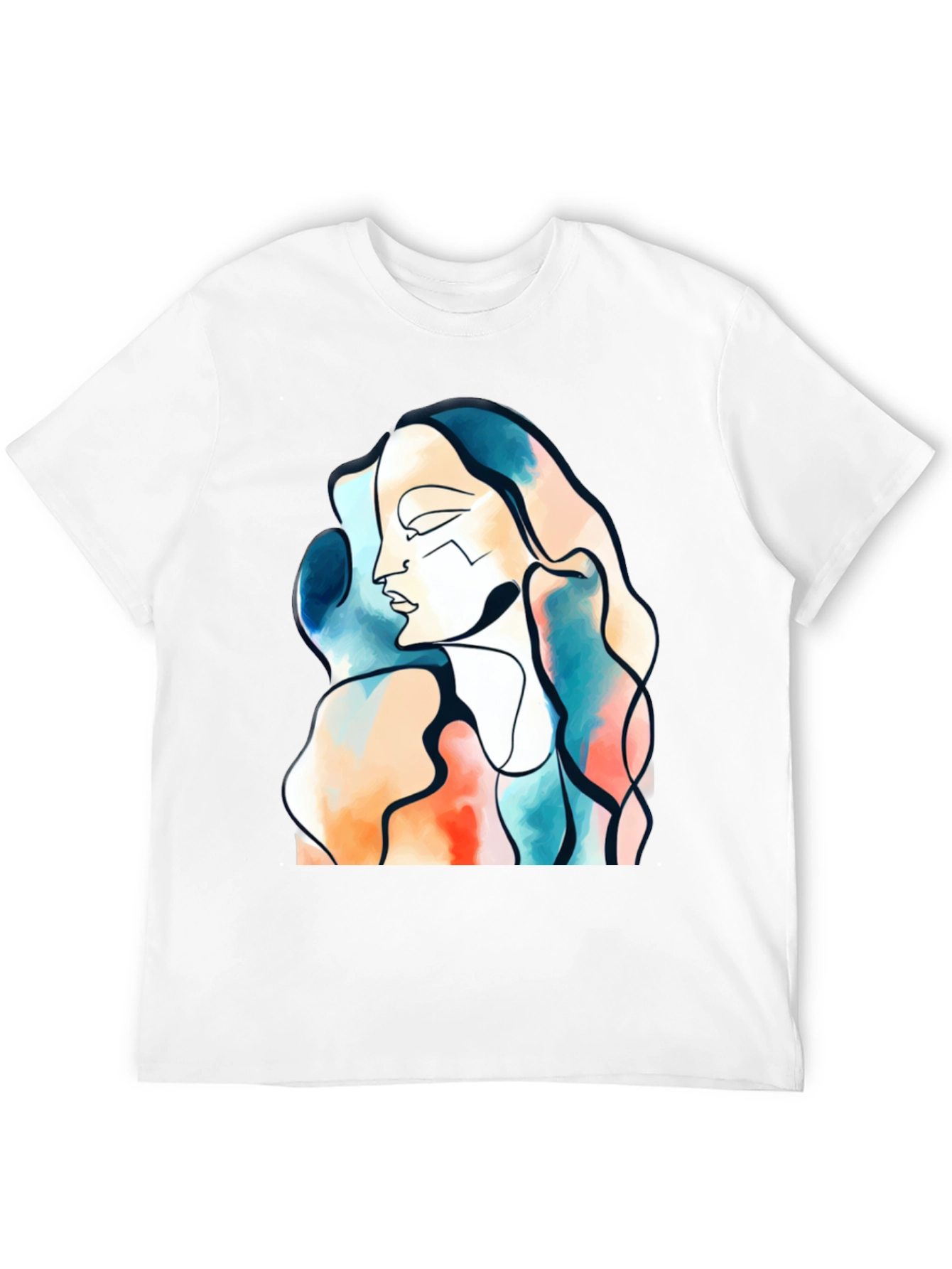 Abstract Face Graphic Print Black T-Shirt