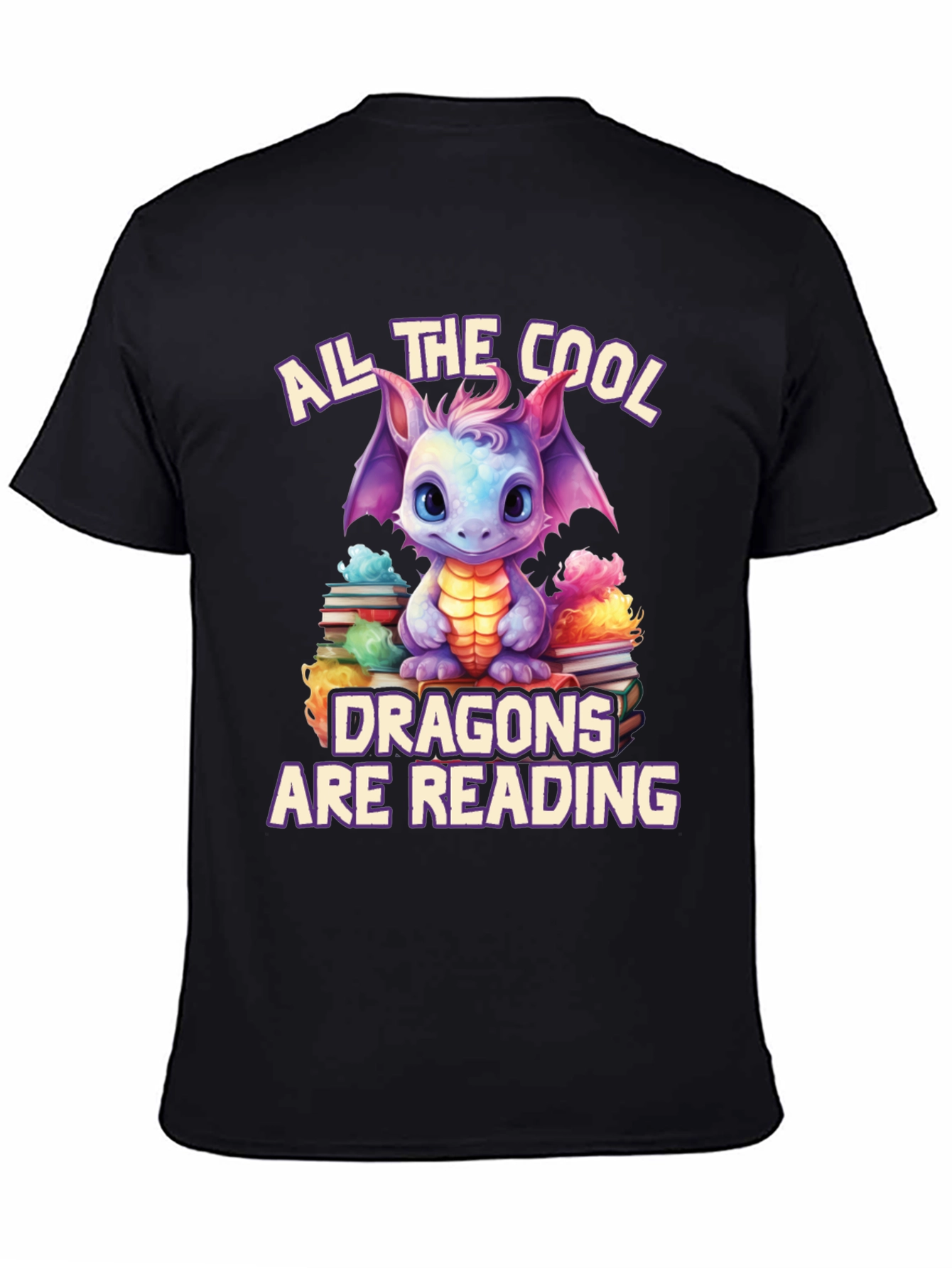Cute Dragon Reading T-Shirt - Book Lover Tee