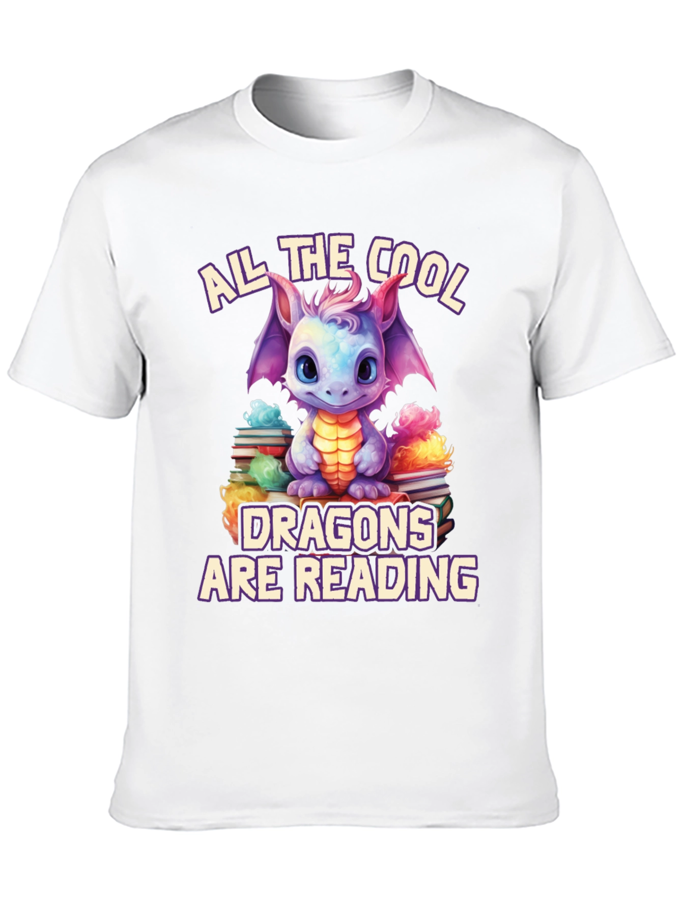 Cute Dragon Reading T-Shirt - Book Lover Tee