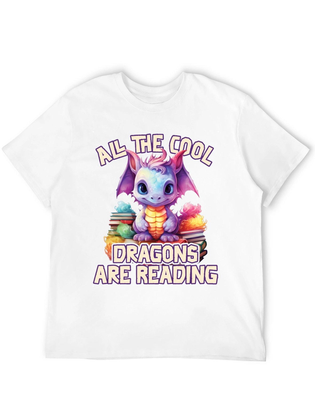 Cute Dragon Reading T-Shirt - Book Lover Tee