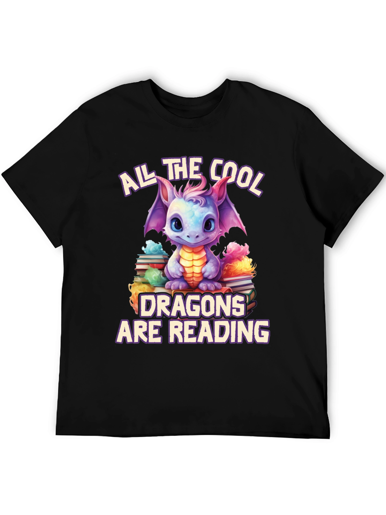 Cute Dragon Reading T-Shirt - Book Lover Tee