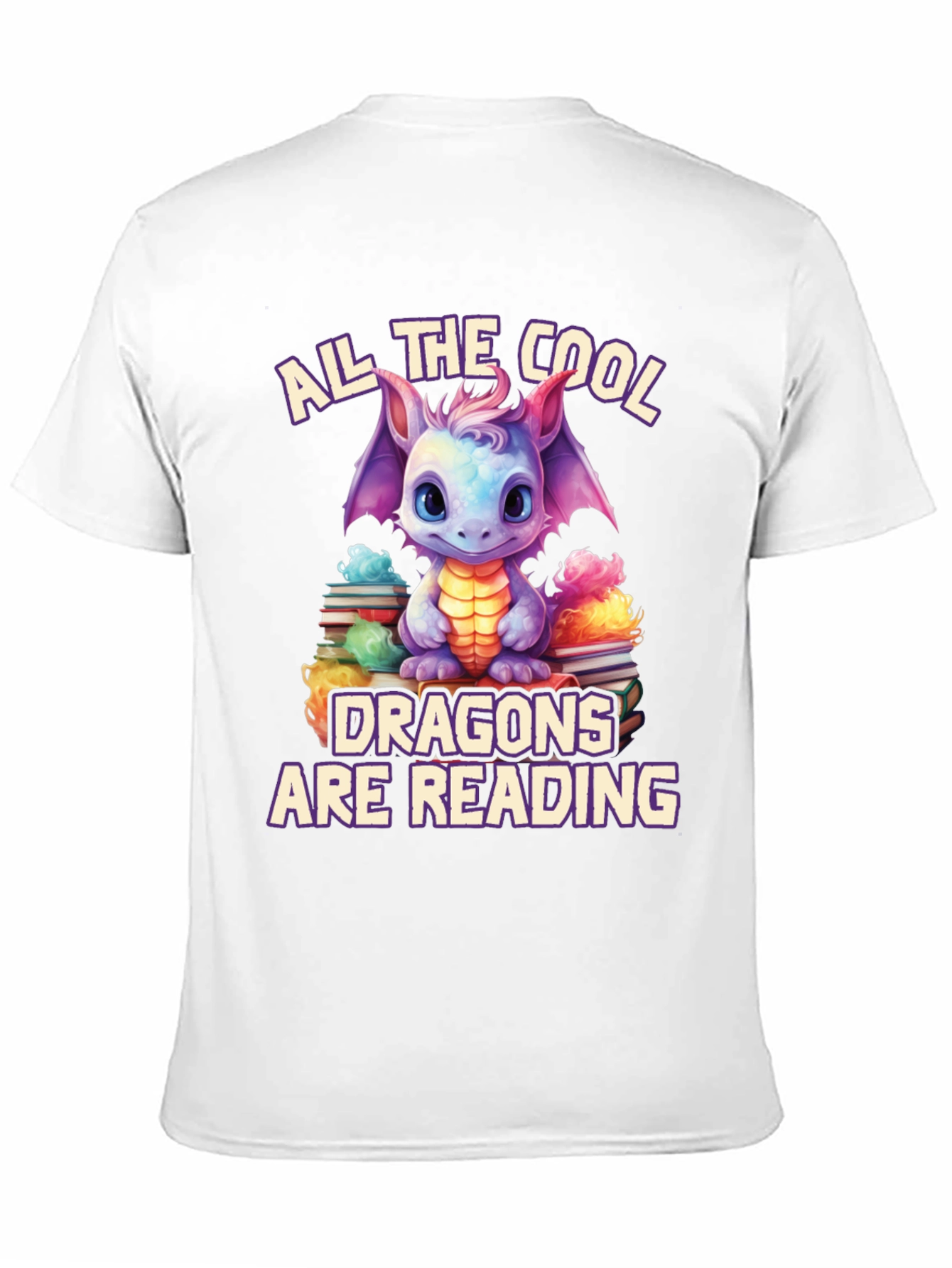Cute Dragon Reading T-Shirt - Book Lover Tee