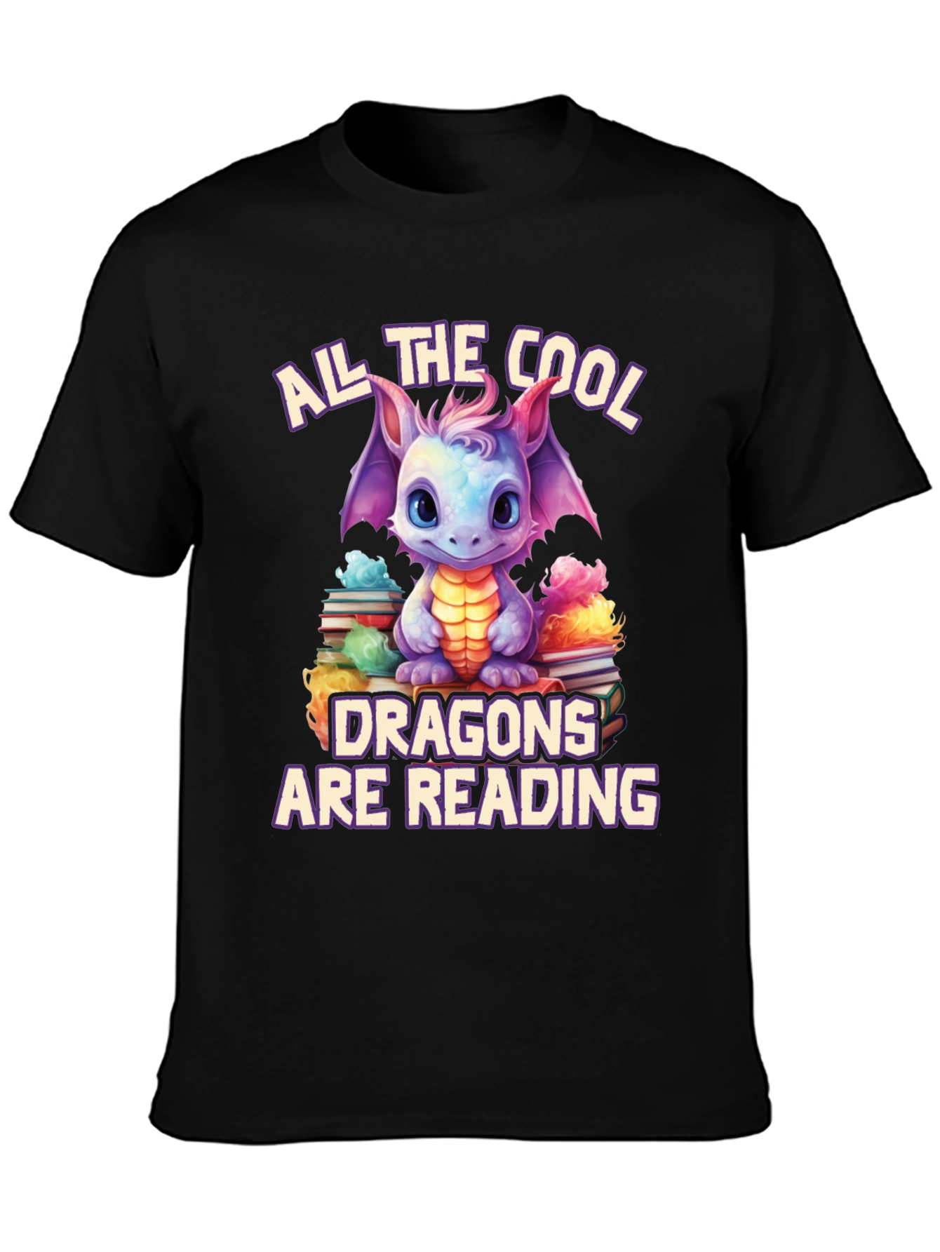 Cute Dragon Reading T-Shirt - Book Lover Tee