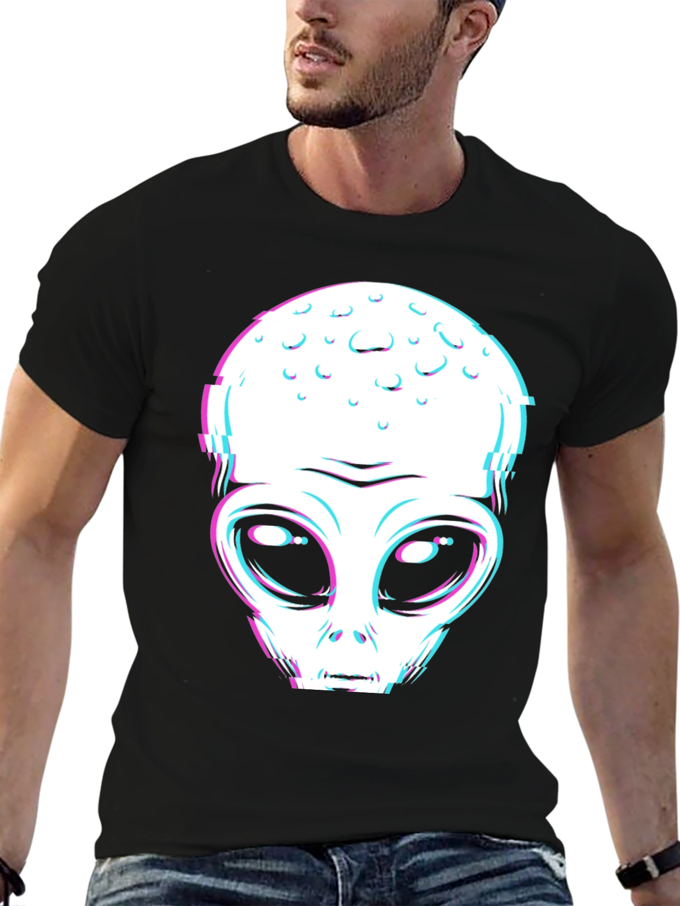 Retro Alien Glitch Graphic Tee