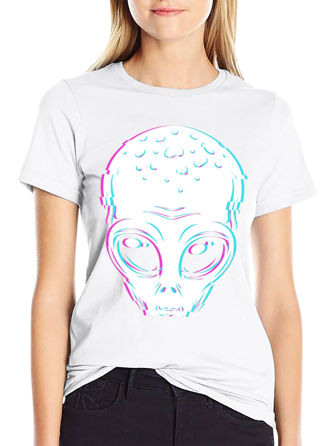 Retro Alien Glitch Graphic Tee