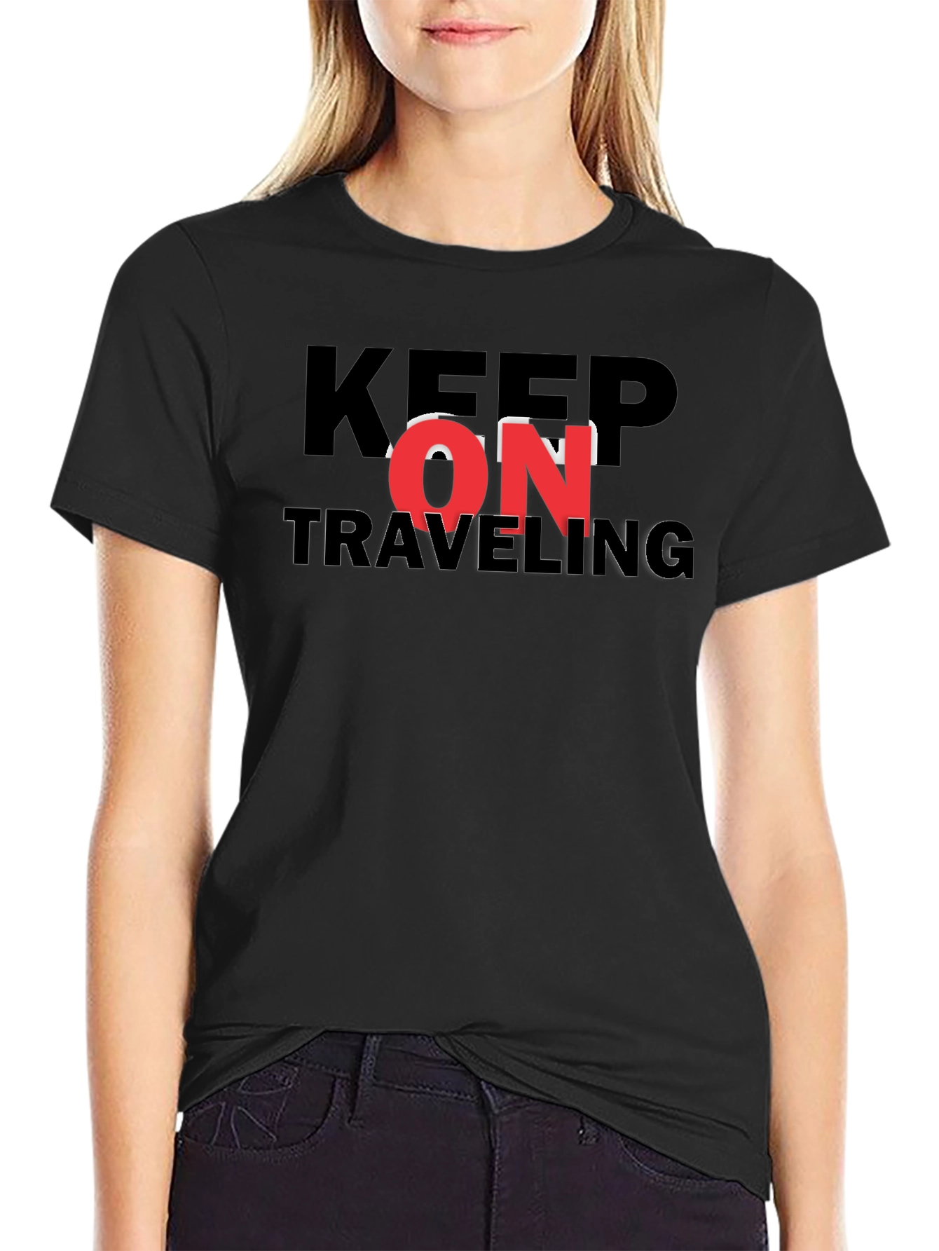 Keep On Traveling Graphic Black Tee