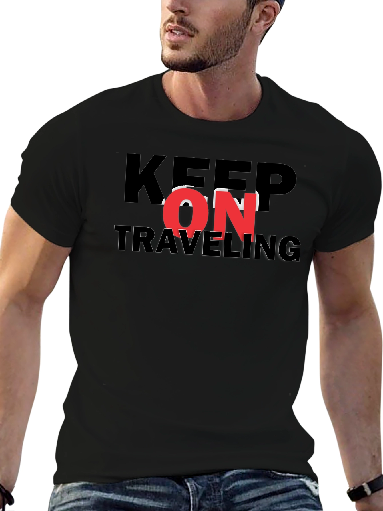 Keep On Traveling Graphic Black Tee