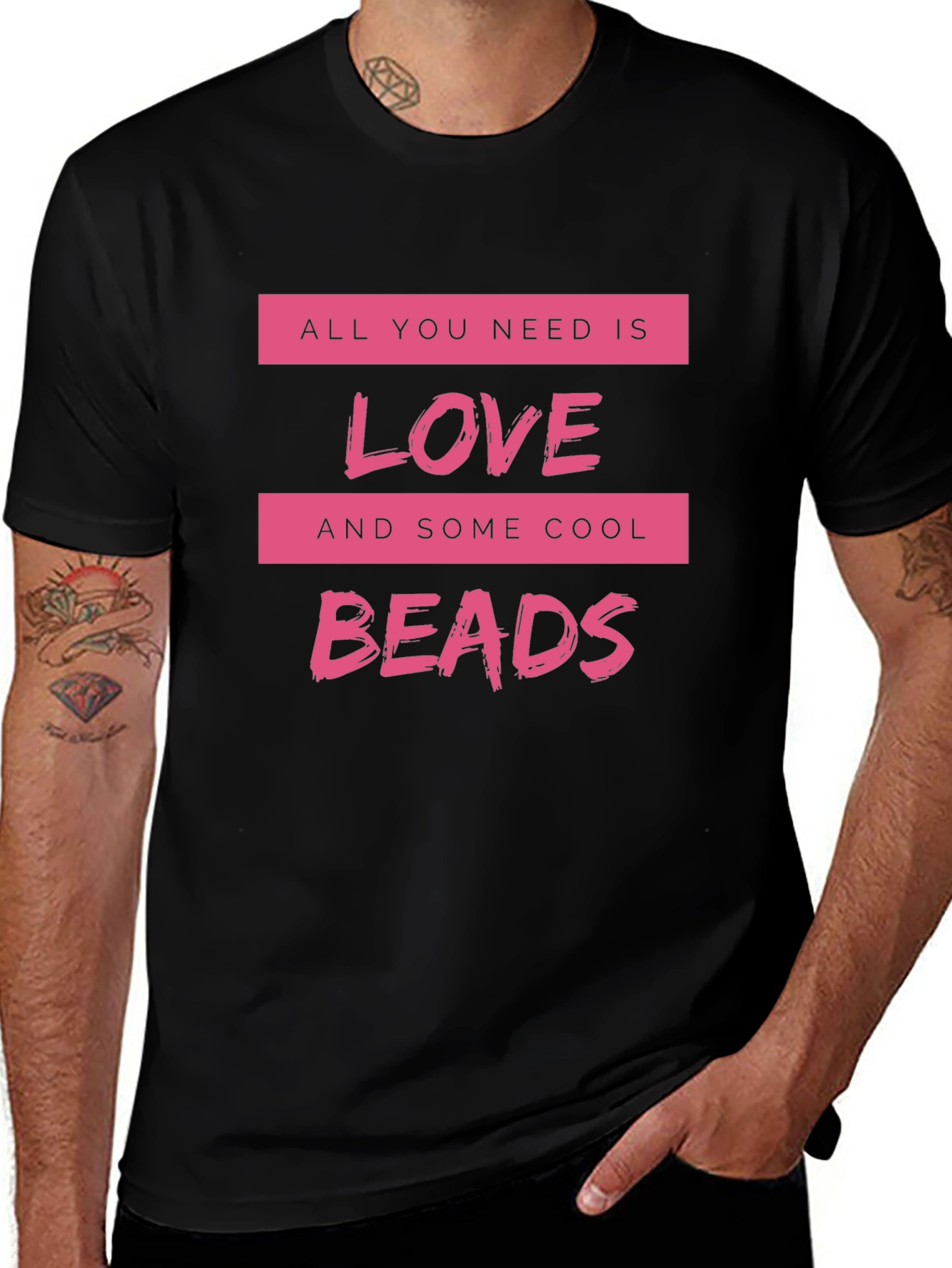 Love & Beads Black T-Shirt - Stylish Graphic Tee