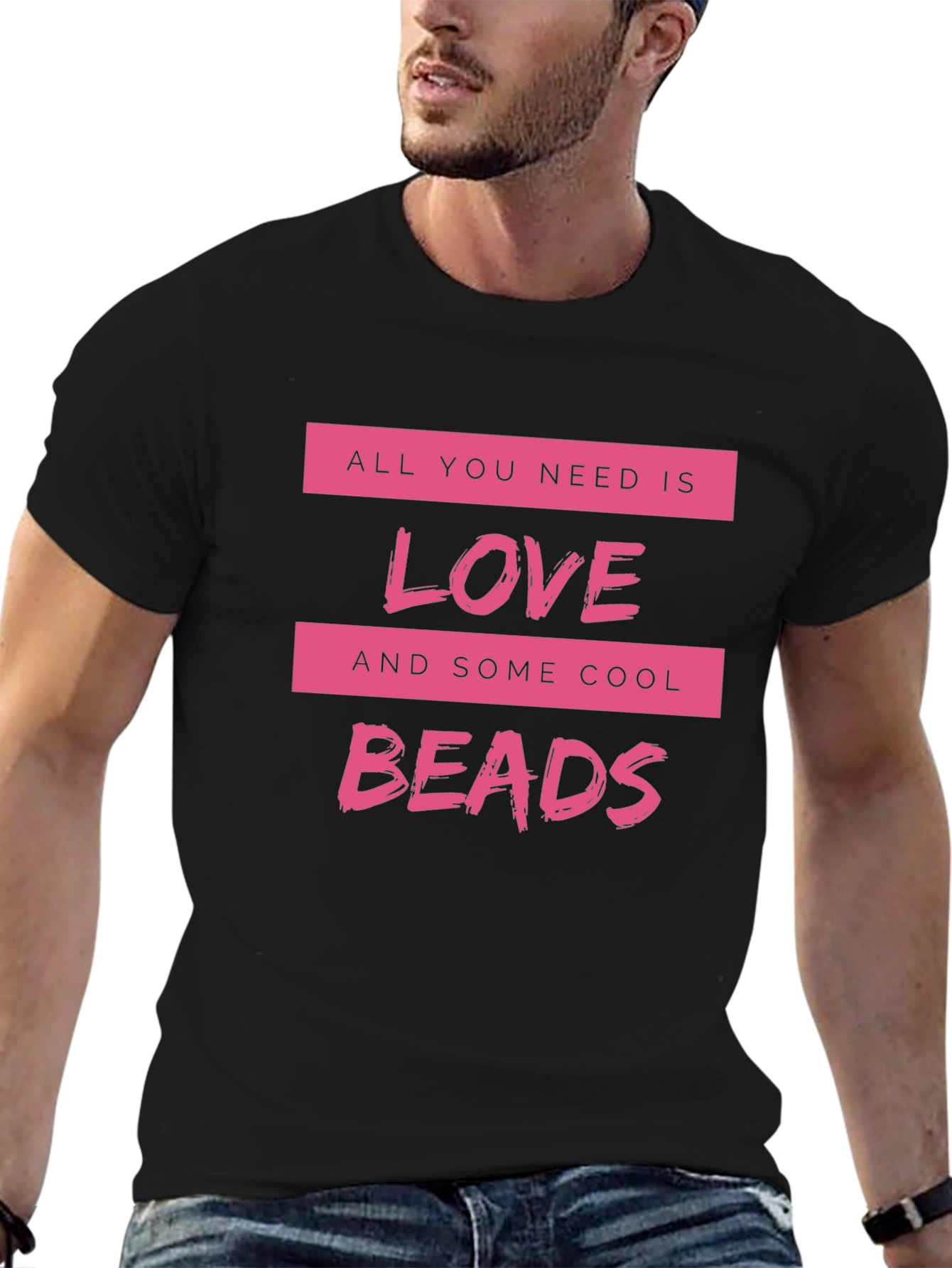 Love & Beads Black T-Shirt - Stylish Graphic Tee
