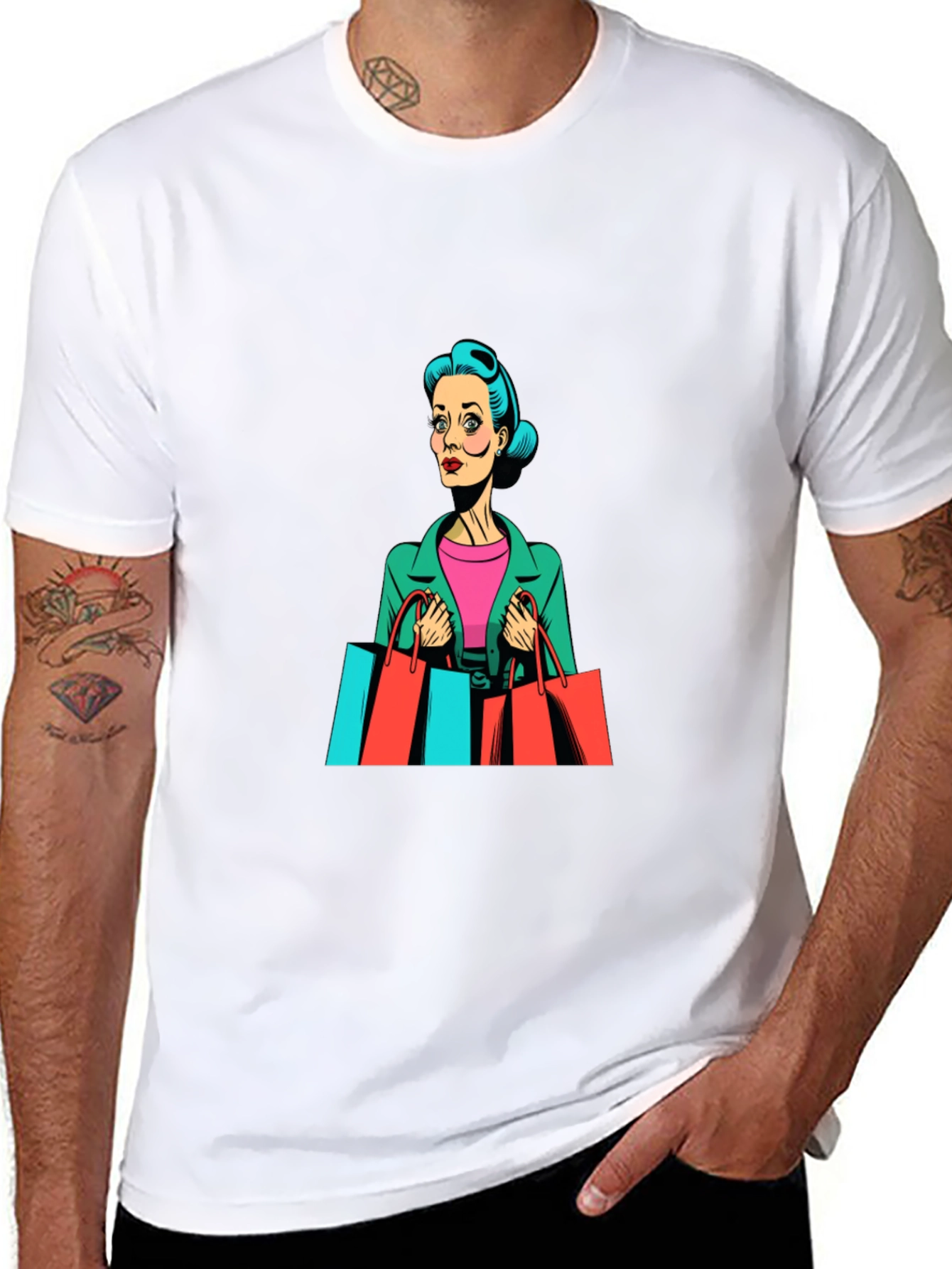 Retro Shopping Spree Graphic Tee - Black